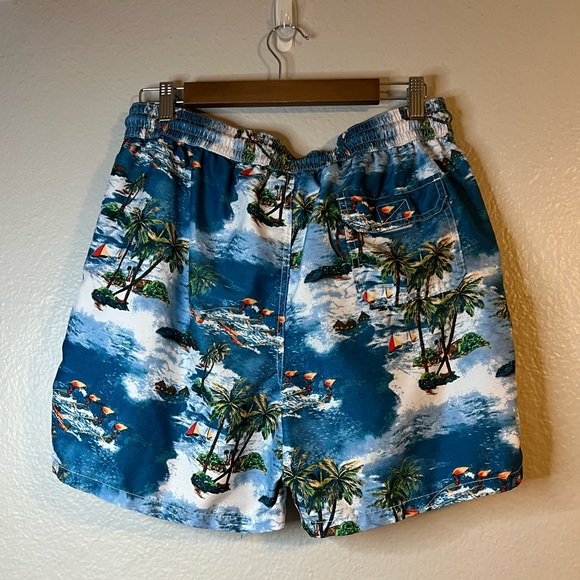 Merona Beach Palm tree Swim Trunks Large - Picture 2 of 4
